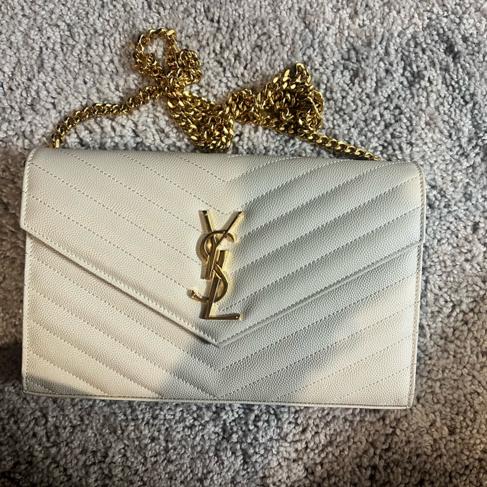 Ysl white wallet purse